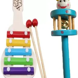 Handcrafted Wooden Colorful Xylophone 5nodes and Single Bell Combo-image-84