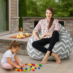 style homez 4XL Classic Cotton Canvas Stripes Printed Teardrop Bean Bag With Bean Filling image 4