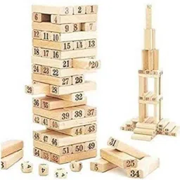 rrcollection Wooden Building Blocks | Tumbling Tower Numbered Blocks | Stacking Game-picture-13