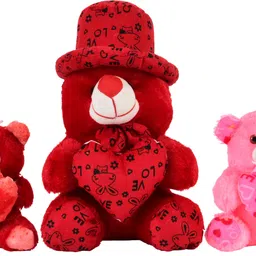 happyloteddy RED CAP TEDDY+2BABY RED AND PINK - 30 cm-picture-10