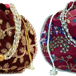 athizay Girls Maroon, Gold, Maroon, Gold Potli-picture-12