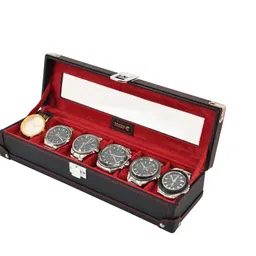 boxxo Premium 6 Watch Organizer Box – Black Red High PU Leather & Storage Case Watch Box-picture-25