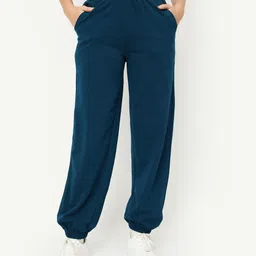 max Women Solid Blue Track Pants-picture-14