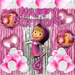 party breeze Fourth 4th Happy Birthday Decoration Masha Theme Combo Kit Items-picture-12