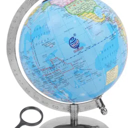 globehub hub 10 Inch Height, 6 Inch Diameter Educational Metal Base with Magnifying Glass Desk and Table Top Political World Globe-picture-16