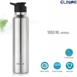elinor SINGLE WALL WATERBOTTLE IN STAINLESS STEEL WITH SPORTY CAP FOR DAILY USE 1000 ml Bottle image 4