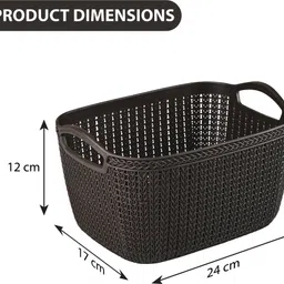 heart home Plastic Q-5 Multiuses Designer Unbreakable Plastic Storage Basket/Organizer/Bin (Brown) Storage Basket image 3