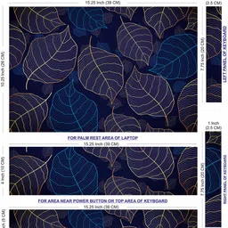 FineArts Full Body Laptop Skin Sticker For 14 to 15.6 inch Laptop - Blue Golden Leaves Self Adhesive Stretched Vinyl Laptop Skin Compatible for 15.6 inch image 5