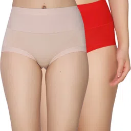 plumbury Pack of 2 Women Hipster Red, Beige Panty-picture-11