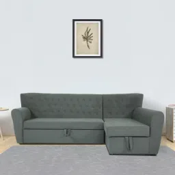 woodsworth from pepperfry Shaleno Fabric Pull-Out LHS Sofa Cum Bed in Steel Grey Colour with Storage-picture-49