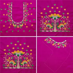 vivida enterprise Unstitched Pure Silk Blouse Material Embroidered image 1