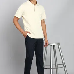 allen solly Men Regular Fit Blue Cotton Blend Trousers image 2