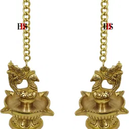 b.b.s brass brand statues Diya Brass Peacock Hanging Set of 2 Deepak Peacock Hanging Pack of 2 Diya Brass (Pack of 2) Hanging Diya Set-picture-40