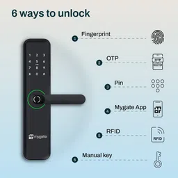 Mygate Lock SE with WiFi Gateway | 6-Way Unlock: Fingerprint, PIN, App, RFID, Key, OTP | 3Y Lock Warranty Smart Door Lock image 2