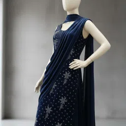 jebbar Unstitched Velvet Kurta & Palazzo Material Embroidered-picture-16