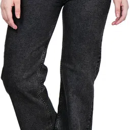 Women Boyfriend Mid Rise Black Jeans-image-91