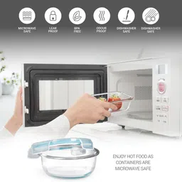 milton All Fresh Round Glass Tiffin Containers With Jacket, 400 ml Each 2 Containers Lunch Box image 2