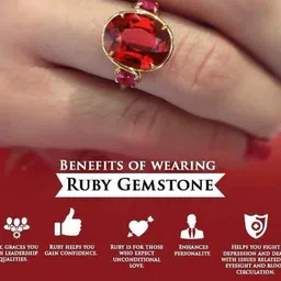 chopra gems Unique & Effective 100% Original Ruby Manik Stone Ring for Men & Women Brass Gold Plated Ring image 3