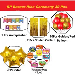rp bazaar Rice Ceremony Decoration Kit - Banner, Balloons, Star Foil, Photo booth Props image 2