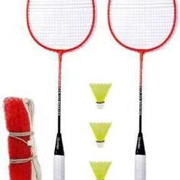miniblitz Set Of 2 Racquet with 3 Nylon Shuttle and 1 badminton net Badminton Kit image 4