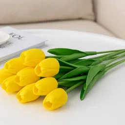 ikko Tulip Bunch for Vase & Home Decorations, Lily For Living Room Corner Table Yellow Tulips Artificial Flower-picture-34