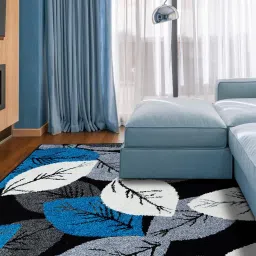 sapana carpet-mats Sky Blue Floral Polyester 3 x 5 Feet Machine Made Carpet image 1