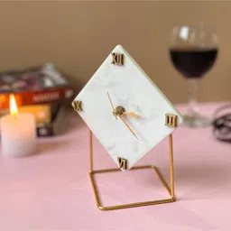 home arte White Diamond Marble Table Clock image 3