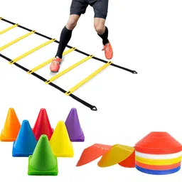 cruxfitt 6 Inch Cones Pack of 6, 10 Space Markers and 4 Meter Ladder Agility Combos Football Kit-picture-27