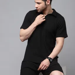 rigo Men Night Suit Set Black Solid image 3