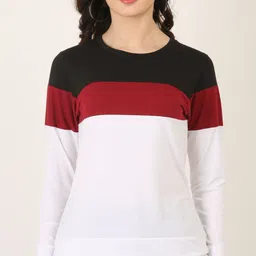 girls shoppie Women Solid Round Neck Cotton Blend Maroon T-Shirt image 3