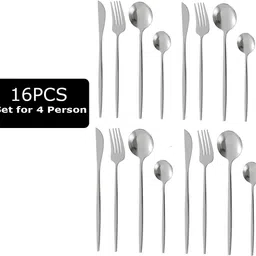 bonzeal 16 Pieces Stainless Steel Premium Silver Cutlery Set Stainless Steel Cutlery Set-picture-31