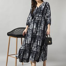 krunal raiyani Women Fit and Flare Black Maxi/Full Length Dress-picture-25