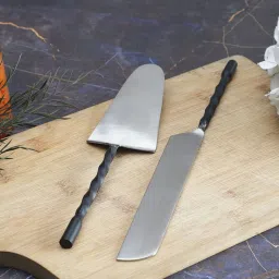 vareesha Black Twist Matt Finish Stainless Steel Cake Set image 1