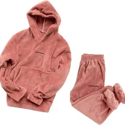 pollo loco Women Night Suit Set Red Solid-picture-15