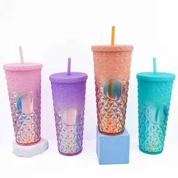 the vogue nation Acrylic Cold Cup Venti Tumbler Traveller With Straw Crystal Look Ombre image 5