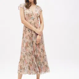 harpa Women Pleated Beige Maxi/Full Length Dress-picture-29