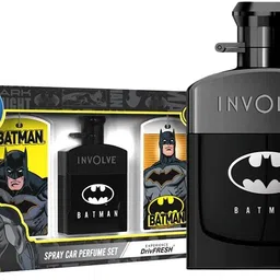 involve Your senses Batman Car Perfume Spray With 3 Hanging Cards | Car Freshener Spray image 1