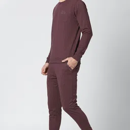 peter england Men Top & Pyjama Set Purple Solid image 3