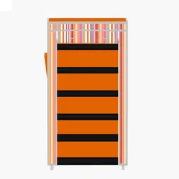opal 6 Shelf Orange Strip Printed PP Collapsible Wardrobe image 2