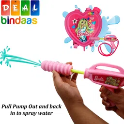 dealbindaas Hearts Shape Barbie Holi Water Gun Toy Pressure Pichkari Back Pack Tank For Kids Water Gun image 4