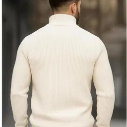 sovin Men Solid Collared Neck White Sweater image 2