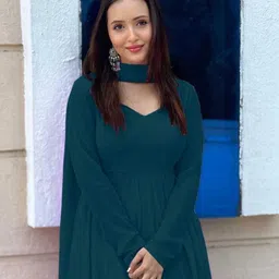 nitya clothing Solid Georgette Stitched Anarkali Gown image 4