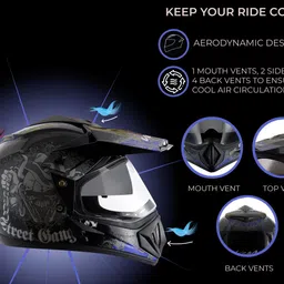 vega Off Road D/V Gangster Motorbike Helmet image 4