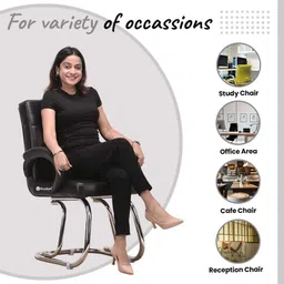 kithania Ergonomic Visitor/Study/Office Home Reception Chair padded arms, carry 125 kg Leather Office Executive Chair image 4