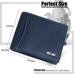 hornbull Men Trendy Blue Genuine Leather RFID Wallet - Regular Size image 3