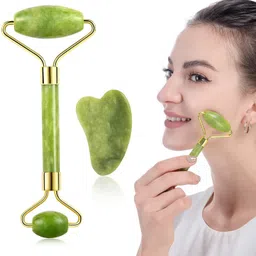 Natural Massager for Face and Neck, Metal Frame, Green Face Shaping Mask-image-63