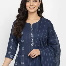 alliance collection Pack of 3 Women Printed Khadi Cotton, Cotton Blend A-line Kurta image 3