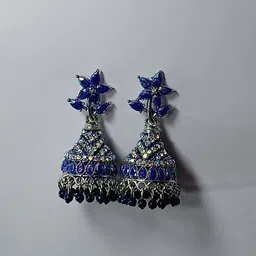 Elegant indo-western crystal dangler, style designer jhumka Alloy Jhumki Earring-image-19