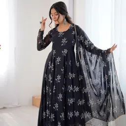 a a italiya Printed Georgette Semi Stitched Anarkali Gown image 3