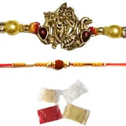 velour shoppe Bhaiya Bhabhi VSR-B-RKHI-RADHA-THREAD Assorted Chawal Roli Pack, Rakhi Set-picture-10